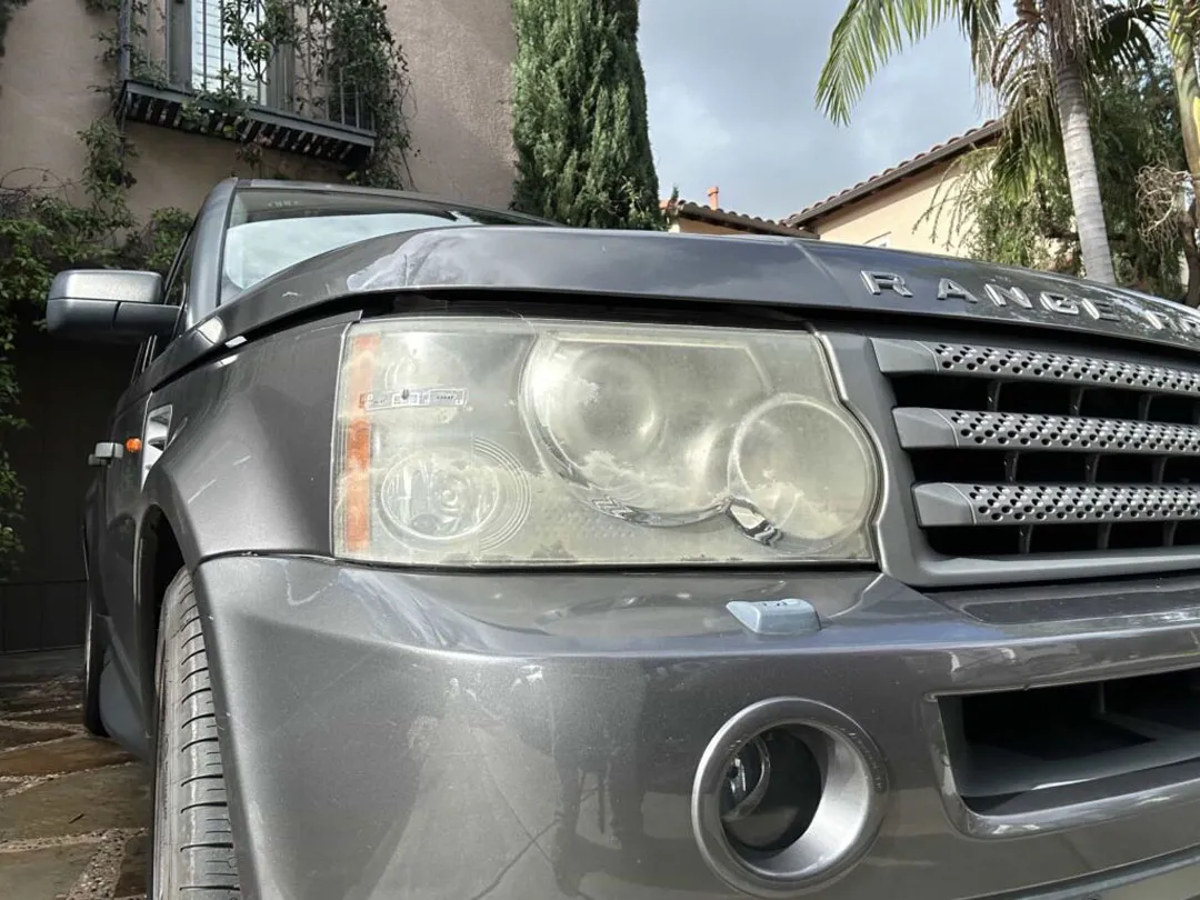 Headlight Restoration damage example, the kind of problem we fix in Orange County